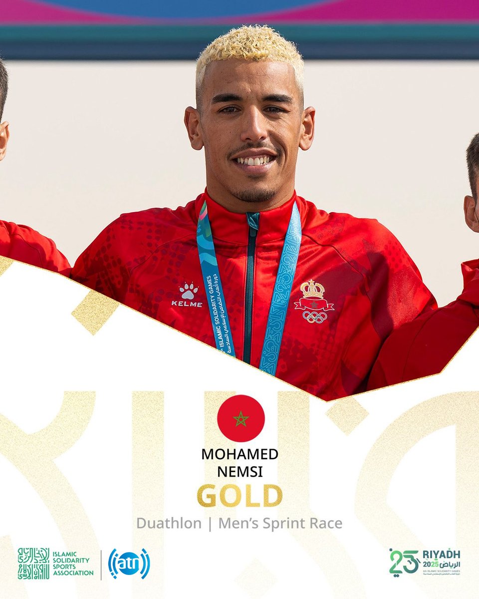 ArianaNews_'s tweet photo. Duathlon Men’s Sprint Results
🥇Mohamed Nemsi - Morocco
🥈Enes Kizilcik - Türkiye
🥉Gultigin Er - Türkiye
-----
Broadcast Sponsor: @afghan_wireless
Co-broadcast Sponsor: @alhayathospital_ahh
#ArianaSport #ArianaTelevision #ATN #ATNN #ArianaNews #ATNSport #Sport #Sports #SportFan #IslamicSolidarityGames2025 #ISG2025 #Final #SolidarityThroughSport #UnityInDiversity #SportsForPeace #IslamicGames #MuslimAthletes #InternationalSports #RoadToISG2025 #AfghanWireless #AWCC #AlHayatHospital