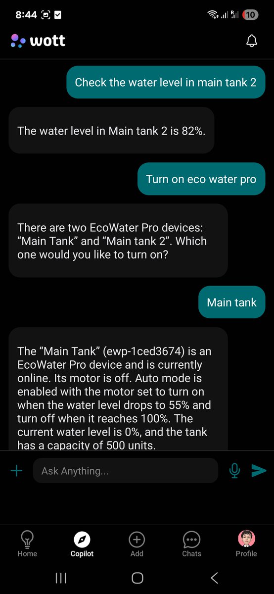 abhishek_srvt's tweet photo. Added a conversational layer to my app

Type anything like
"turn off all lights" or
"What's the weather like today?"
and Home Copilot handles it smoothly

since every layer is built by me (hardware, firmware, backend, app, AI), the response chain is insanely fast.

@wott_ai https://t.co/xkuQkNrpcP