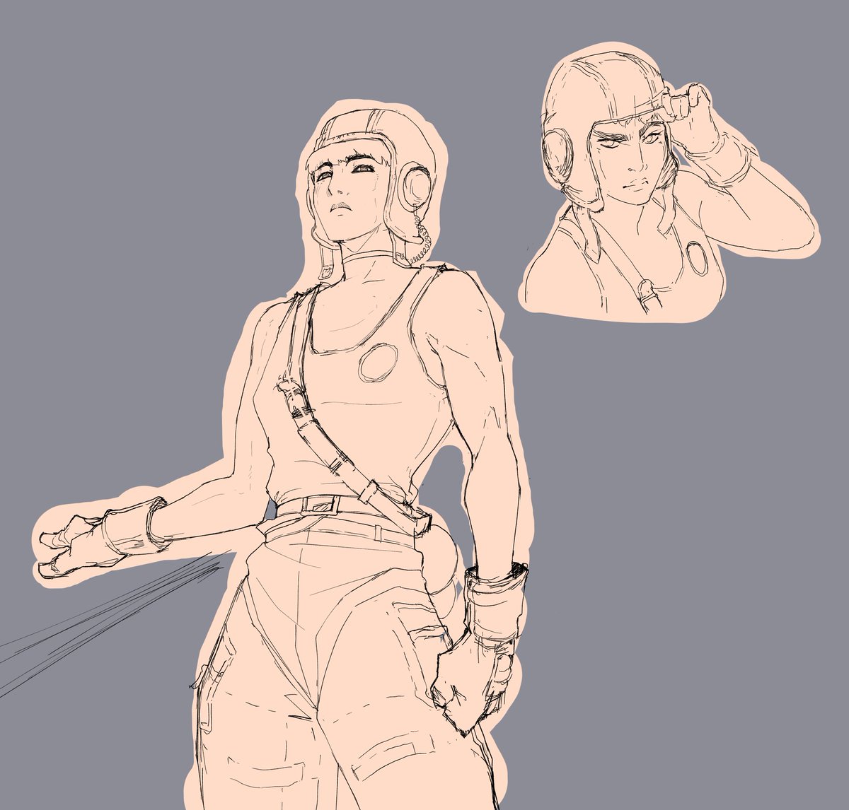 doodling tian wen from arc raiders cuz i like when shes mean to me :^) too lazy to do her tattoos tho hhehe