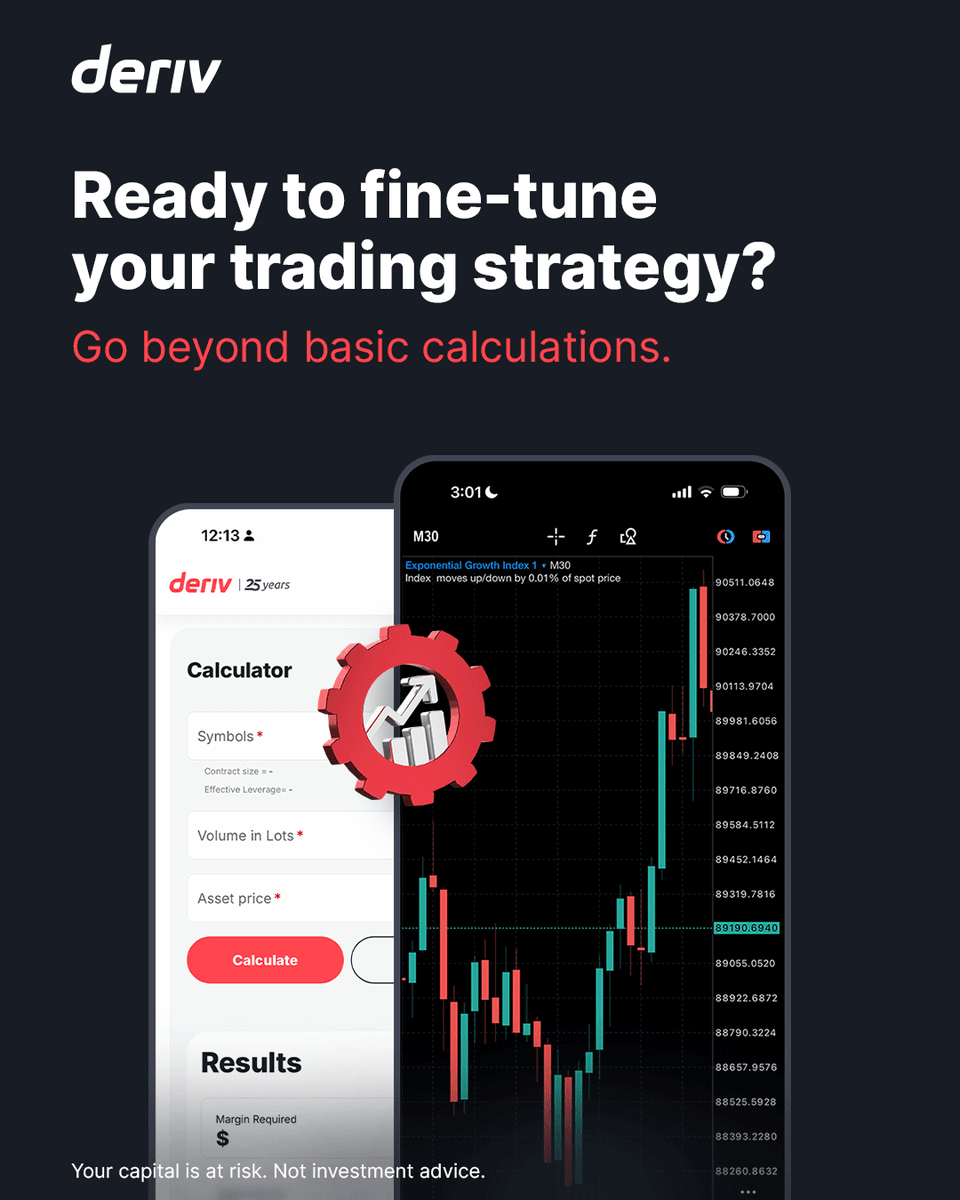 Derivdotcom's tweet image. Experienced traders: Refine your strategy!

Deriv’s free calculator offers advanced insights on margin, pip value &amp;amp; swaps.

Trade smarter. Create your free demo account today! 👉🏻 deriv.link/48e3rfL

#Deriv #TradingCalculator #AdvancedTrading 

This material is created in…