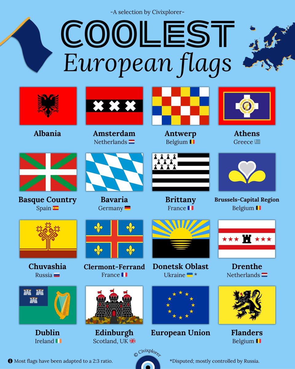 Civixplorer's tweet image. A selection of the coolest flags in Europe — your favorite?