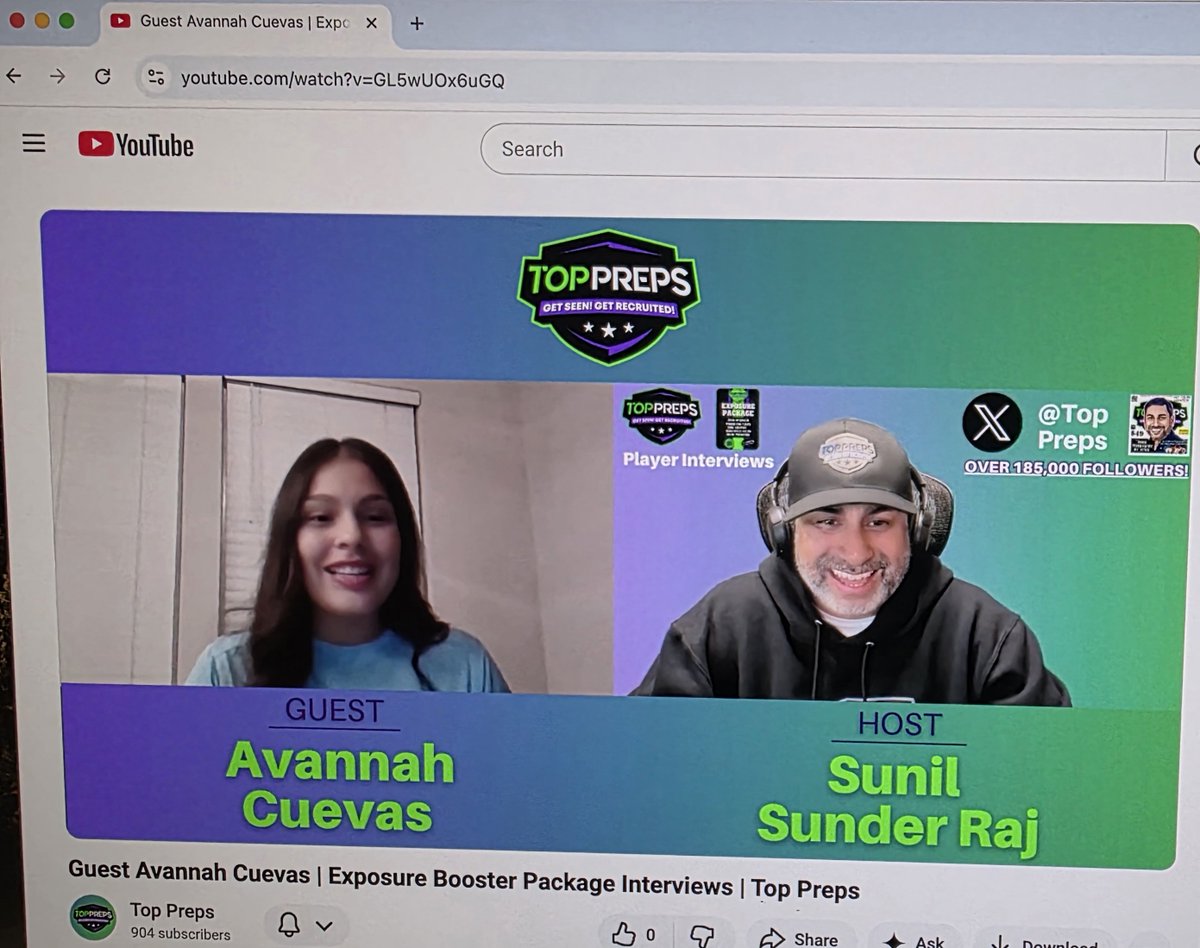 sunil_interview's tweet image. @TopPreps Exposure Booster Package Interview with #AvannahCuevas @CuevasAvannah a junior @ #SouthSanAntonioHighSchool @SSAISDssahs #SanAntonio #Texas and third/first baseman @Bombers_16u @16UAcademy @SouthSanSB  🎙️🥎 youtube.com/watch?v=GL5wUO…