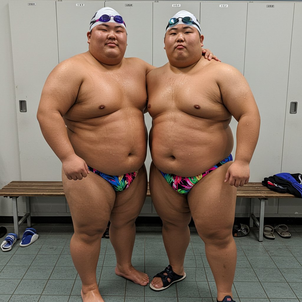 ibukihygiene's tweet photo. めちゃデブ水泳部員🤣
先輩よろしくお願いします。
徹底的にシゴいてやるから覚悟しとけよ！ https://t.co/KL4TtXufpD