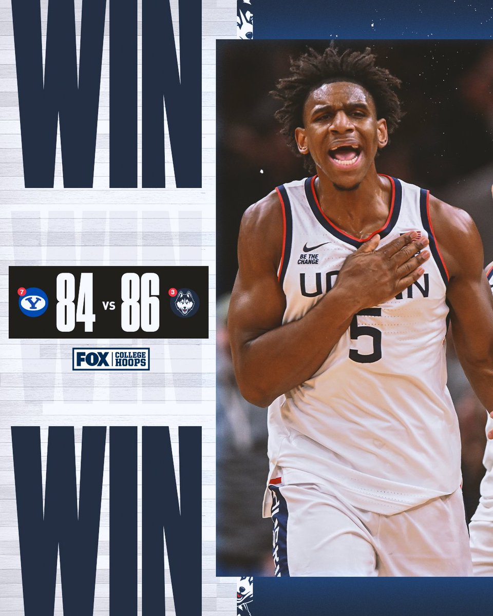 HUSKIES HOLD ON! 

<a href="/UConnMBB/">UConn Men's Basketball</a> wins a close one against No. 7 BYU!