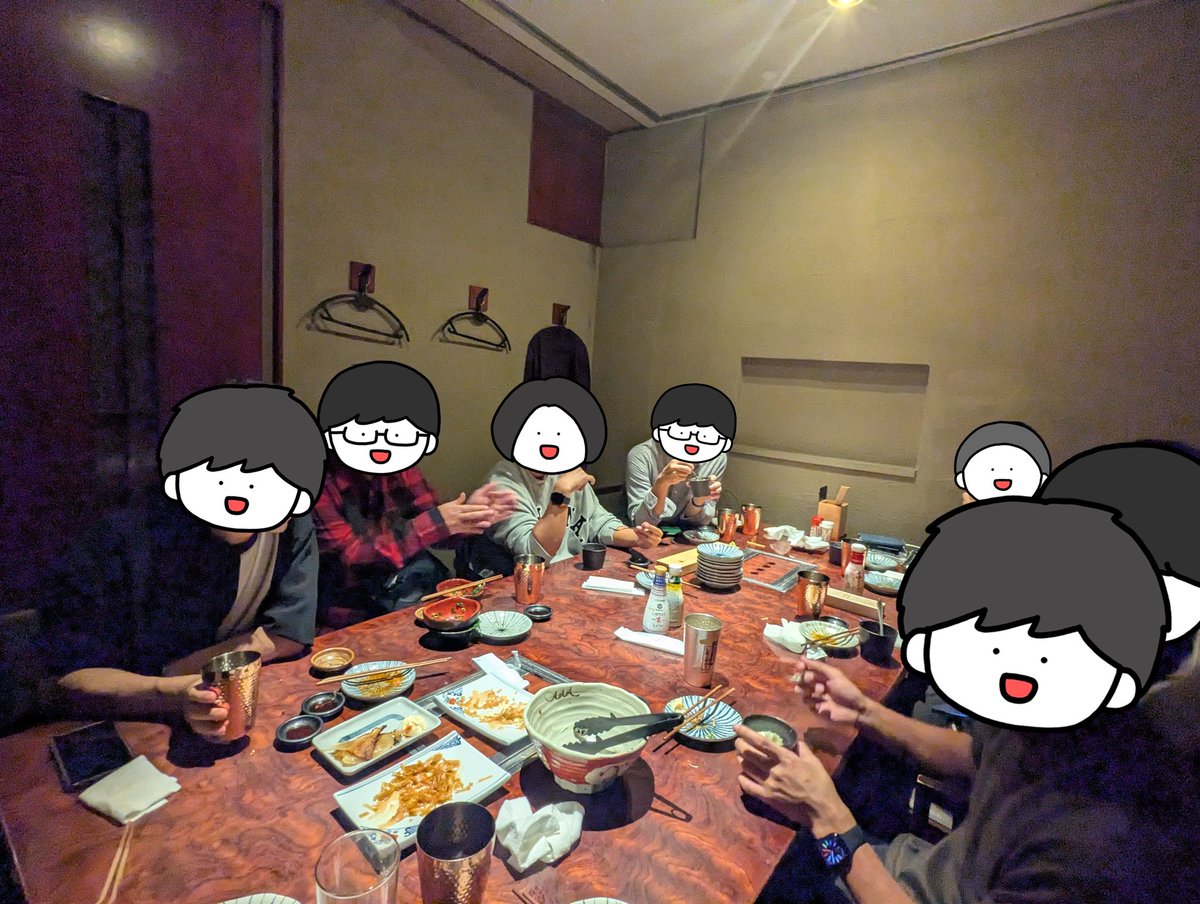 FysYoung's tweet photo. 【🍶FYS例会報告 2025年忘年会🍺】
男性8名(うち初参加5名)の参加でした。
今回は初めての方も多く、とても会話が弾みました!
２時間ほど、吃音の話や仕事や趣味の話題などで盛り上がりました。
終わってから希望者でラーメンを食べに行ったりしました🍜
参加いただいた方、ありがとうございました😊 https://t.co/HtQI0T5wAz