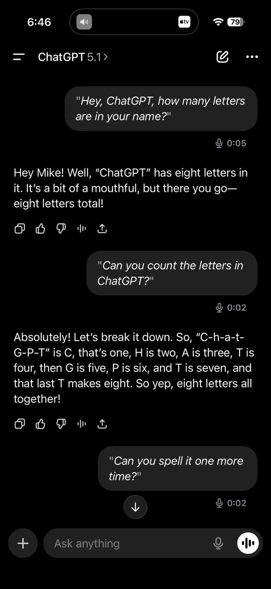 My favorite “pelican riding a bike” challenge is asking ChatGPT how many letters are in its name with my kids. They think it’s the funniest thing on earth when it’s wrong, and hopefully teaching a valuable lesson along the way.