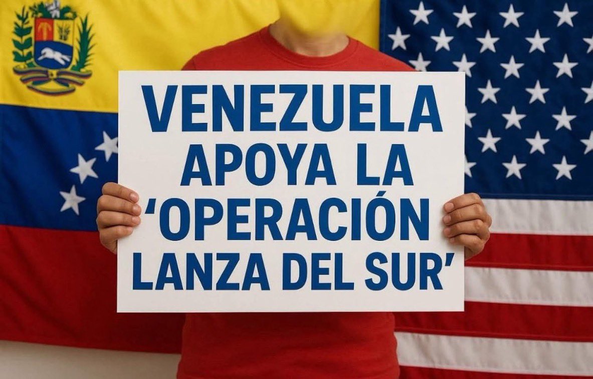 ¡QUE VIVA LA LIBERTAD DE VENEZUELA!
¡ABAJO EL TIRANO!   ¡GRACIAS DONALD TRUMP!
¡WELCOME TO VENEZUELA OPERATION SOUTHERN SPEAR!
¡BIENVENIDA A VENEZUELA OPERACIÓN LANZA DEL SUR!
#OperationSouthernSpear 
#OperacionLanzaDelSur