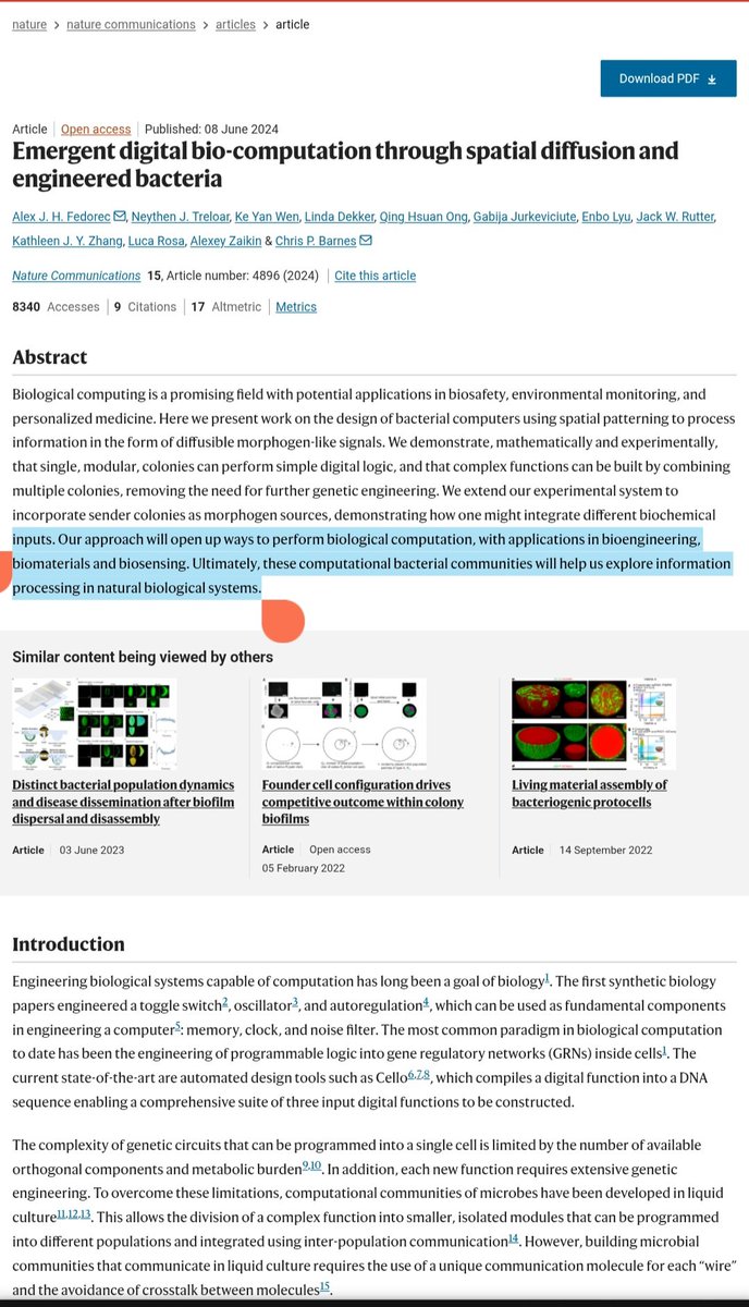 Imbackbitches45's tweet image. Emergent digital bio-computation through spatial diffusion and engineered bacteria nature.com/articles/s4146…