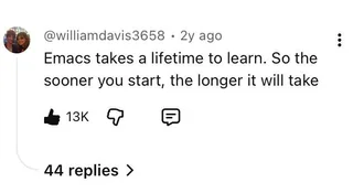 PR0GRAMMERHUM0R's tweet image. emacs redd.it/1oxvvuj