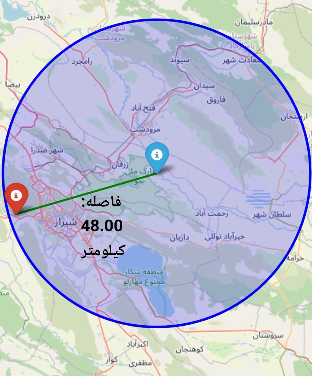 webfaqt's tweet image. تحقق پیش‌بینی زلزله موفق دیگری از تابان خواجه‌نصیری با  زلزله‌ای ۳٫۴ ریشتری در نزدیکی شیراز رقم خورد. فاصله مرکز زلزله از مرکز پیش‌بینی دقیقاً ۴۸کیلومتر درون دایره محدوده مکانی تعیین شده برای پیش‌بینی است. در محدوده مکانی، در بازه زمانی و بزرگی زلزله 🌍✅✅✅🌞