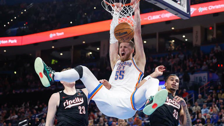 ThunderNumbers's tweet photo. The Oklahoma City Thunder have the NBA league leaders in total points (Shai), rebounds (IHart), and steals (Cason) on their team.