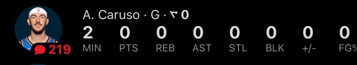 QSPICKS333's tweet photo. @SleeperHQ @SleeperPicksHQ 
Caruso only played 2 mins in the first half of the game, was injured in the first quarter. no reboot? https://t.co/5G64bHkloP