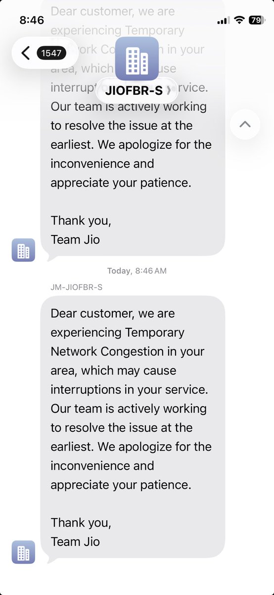 impramod26's tweet photo. Hi ⁦@JioCare⁩ 
every day from 8:30 AM to 10:30 AM, i get no internet on my jio air fiber, when i call to your CC get below SMS and call get disconnected, why no permanent solution to this ? https://t.co/XuATzlw9EW