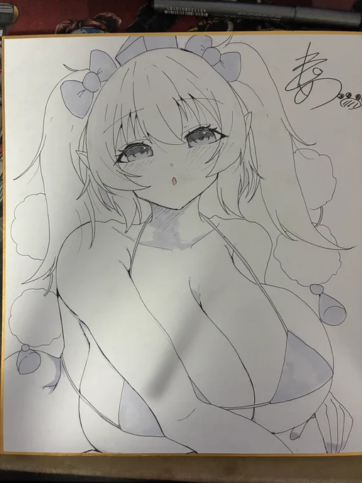 文友にて委託する色紙です。 気力があればづなまるさんも後で描きます。