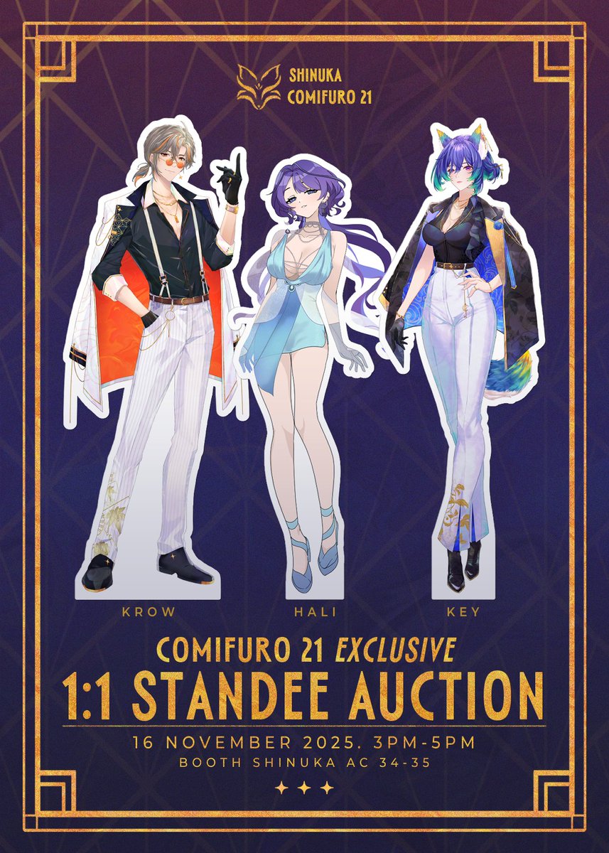 [ANNOUNCEMENT‼️]

We open the human-size standee for you to take home with. Feel free to visit our booth or DM us to put your bid.

The bid will be closed by 16.30 today.

#comifuro21 #CF21 #shinuka
