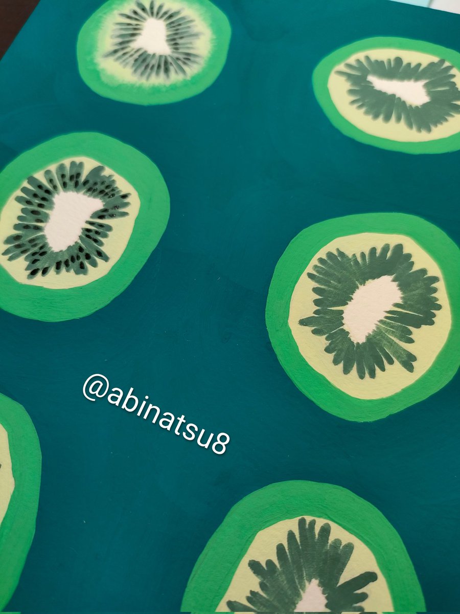 キウイ描いてます！🥝（アクリルガッシュ） #イラスト #絵画