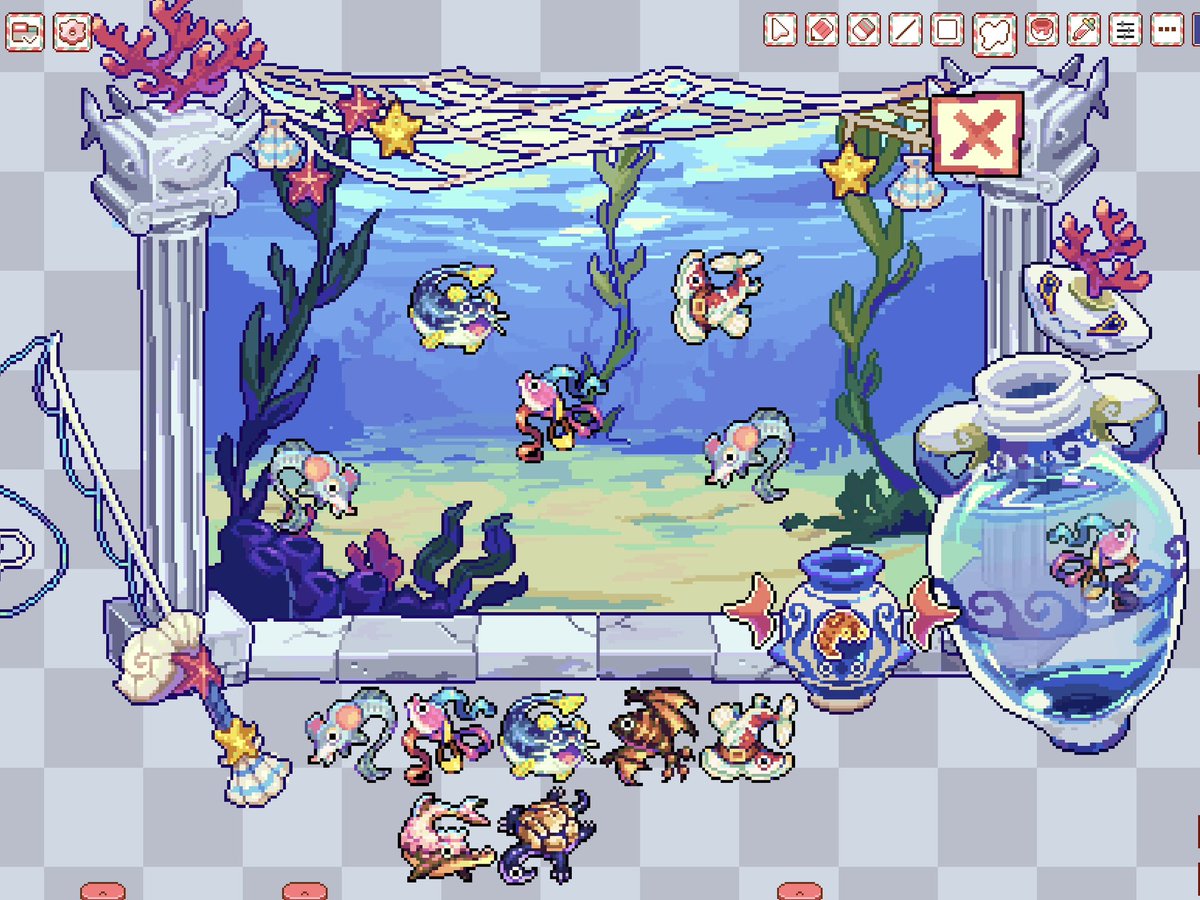 Mil_zery's tweet image. Some more feesh😏🌀 #pixelartist #fish