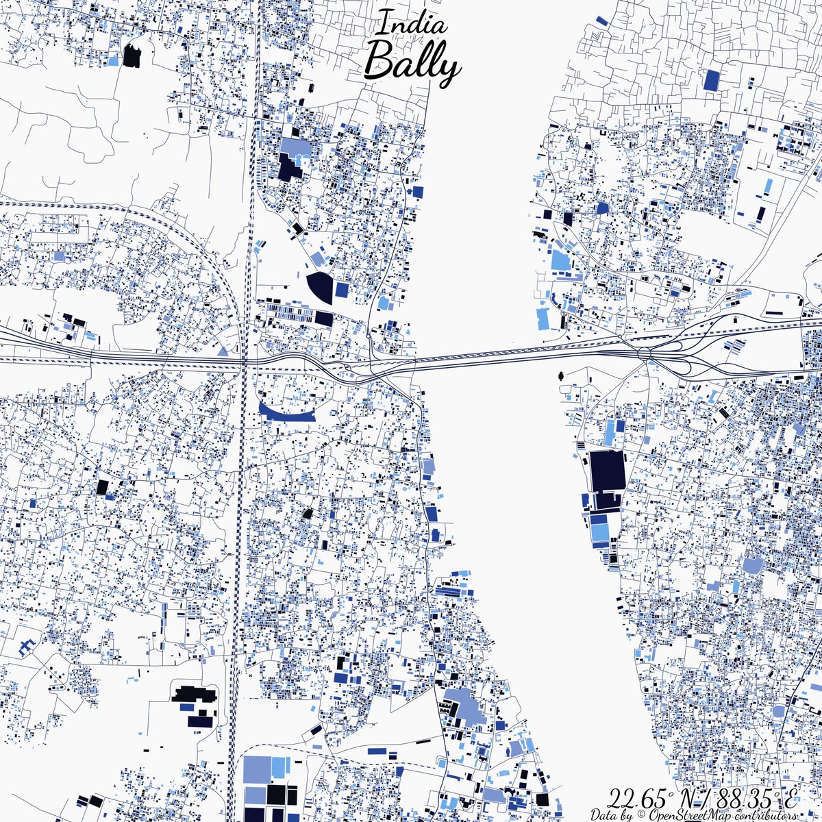 rcityviews's tweet image. Image of Bally, India created in #rstats using data from #OpenStreetMap.