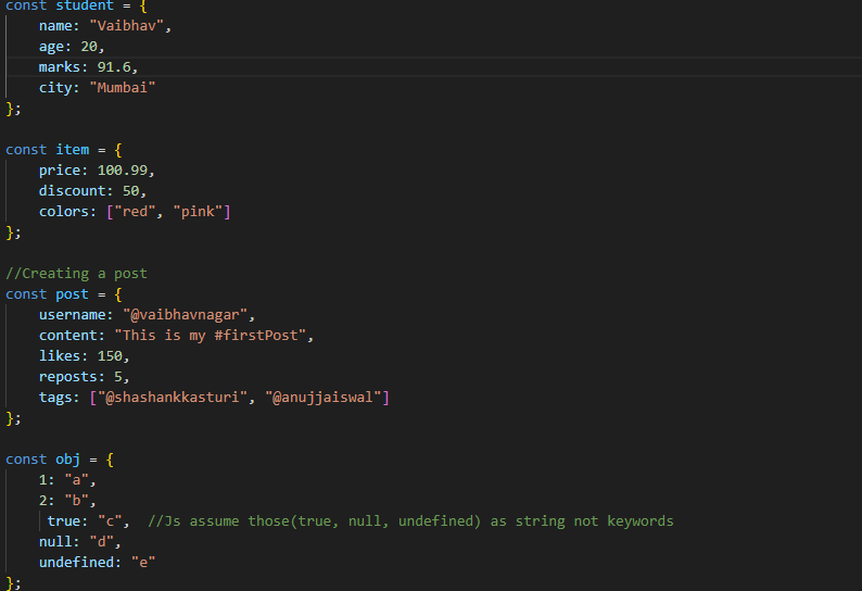 VaibhavNagar03's tweet image. 🚀 Day 31 — Start of #Phase2 #90DaysOfCode 🚀
(Phase 1 — #30DaysOfCode completed 🎉)

Jumped into JS Objects today 💻✨
• Object literals
• Creating simple posts
• Get / Add / Update / Delete values

New phase, same grind 🔥
#JavaScript #WebDevelopment #CodingJourney
