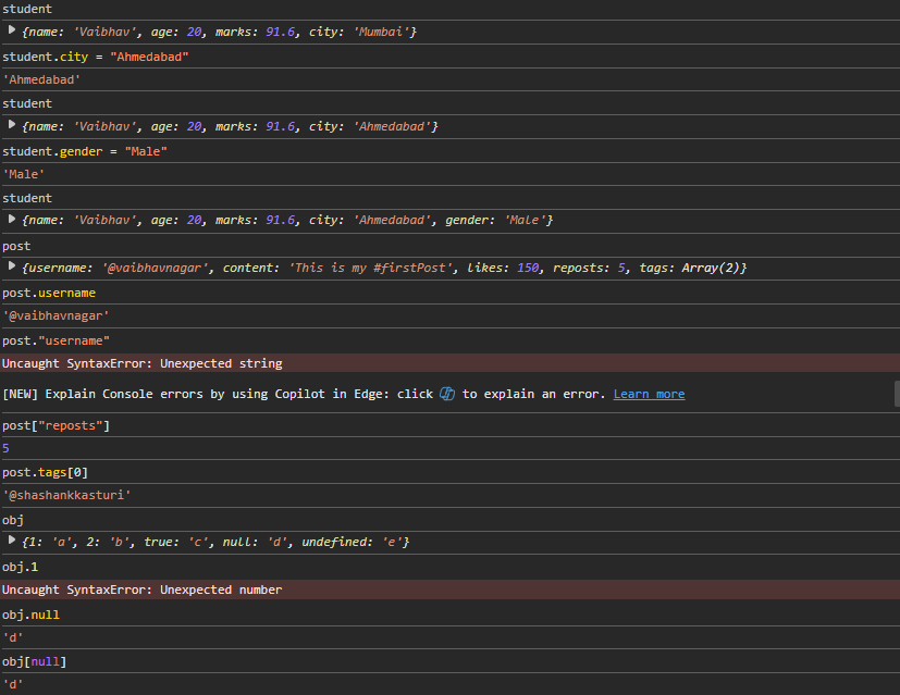 VaibhavNagar03's tweet image. 🚀 Day 31 — Start of #Phase2 #90DaysOfCode 🚀
(Phase 1 — #30DaysOfCode completed 🎉)

Jumped into JS Objects today 💻✨
• Object literals
• Creating simple posts
• Get / Add / Update / Delete values

New phase, same grind 🔥
#JavaScript #WebDevelopment #CodingJourney