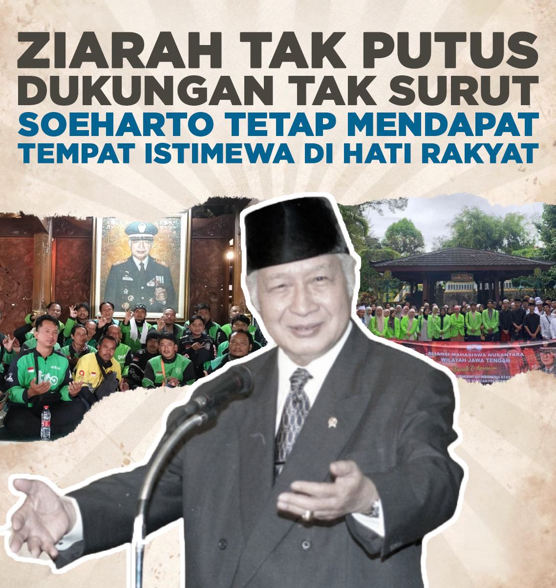 HumasReceh's tweet image. Ziarah dan dukungan yang tak putus menunjukkan Soeharto tetap dihormati rakyat. Dalam bingkai #PenghargaanNegara, jejak pembangunan itu terus hidup hingga kini.