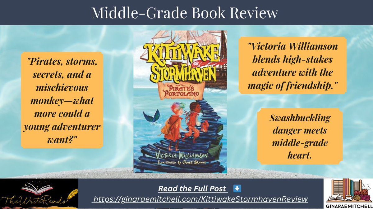 I just finished Kittiwake Stormhaven and the Pirate's Portolano! 🌊⚓
A fast-paced middle-grade adventure full of pirates, storms, secrets, and sisterhood.
My full review 👉 ginaraemitchell.com/KittiwakeStorm… 

#BookReview #MiddleGrade #FantasyBooks #TheWriteReads #MGBooks #KidLit