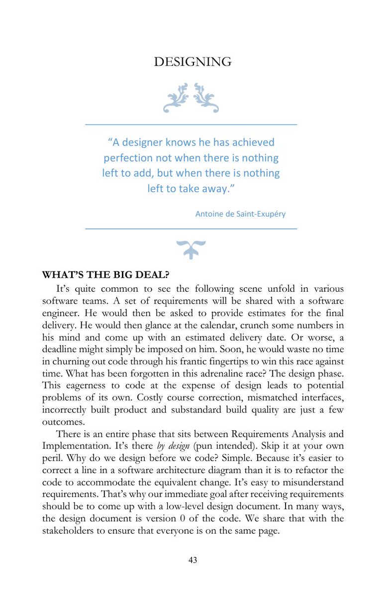 Cladius4's tweet image. Don&apos;t rush to code! Design is the bridge between requirements &amp;amp; implementation. It&apos;s easier to fix a line in a diagram than refactor code. Prioritize design to avoid costly mistakes #SoftwareEngineering #DesignMatters #CodeQuality