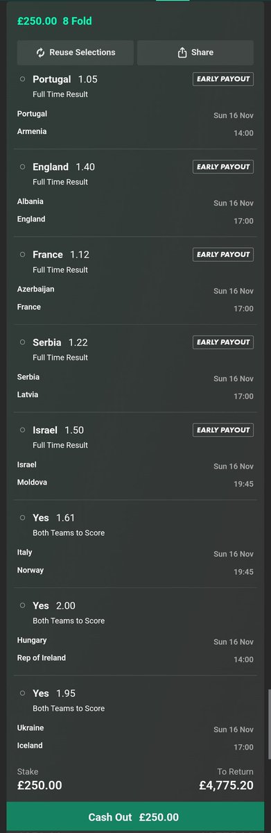 ProEdgeTips's tweet image. WORLD CUP QUALIFIERS LONG SHOT 🌍🔥
FREE ACCA BET SLIP

The stage is set and the odds are massive! 💥
From Portugal to England, France, Serbia, Israel and a trio of BTTS.🎯🔥

If this Lands, I’ll give £500 to 3 lucky people who ♥️likes, retweet and comment on this tweet.