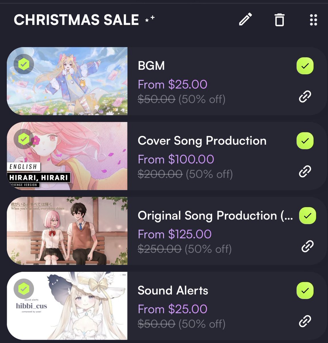 yuseiyuka's tweet photo. LIMITED CHRISTMAS SALE 🌲 All services are 50% OFF! Feel free to commission before the slots run out ^^ https://t.co/OtysADQe03 https://t.co/IY5XXcs4Vp