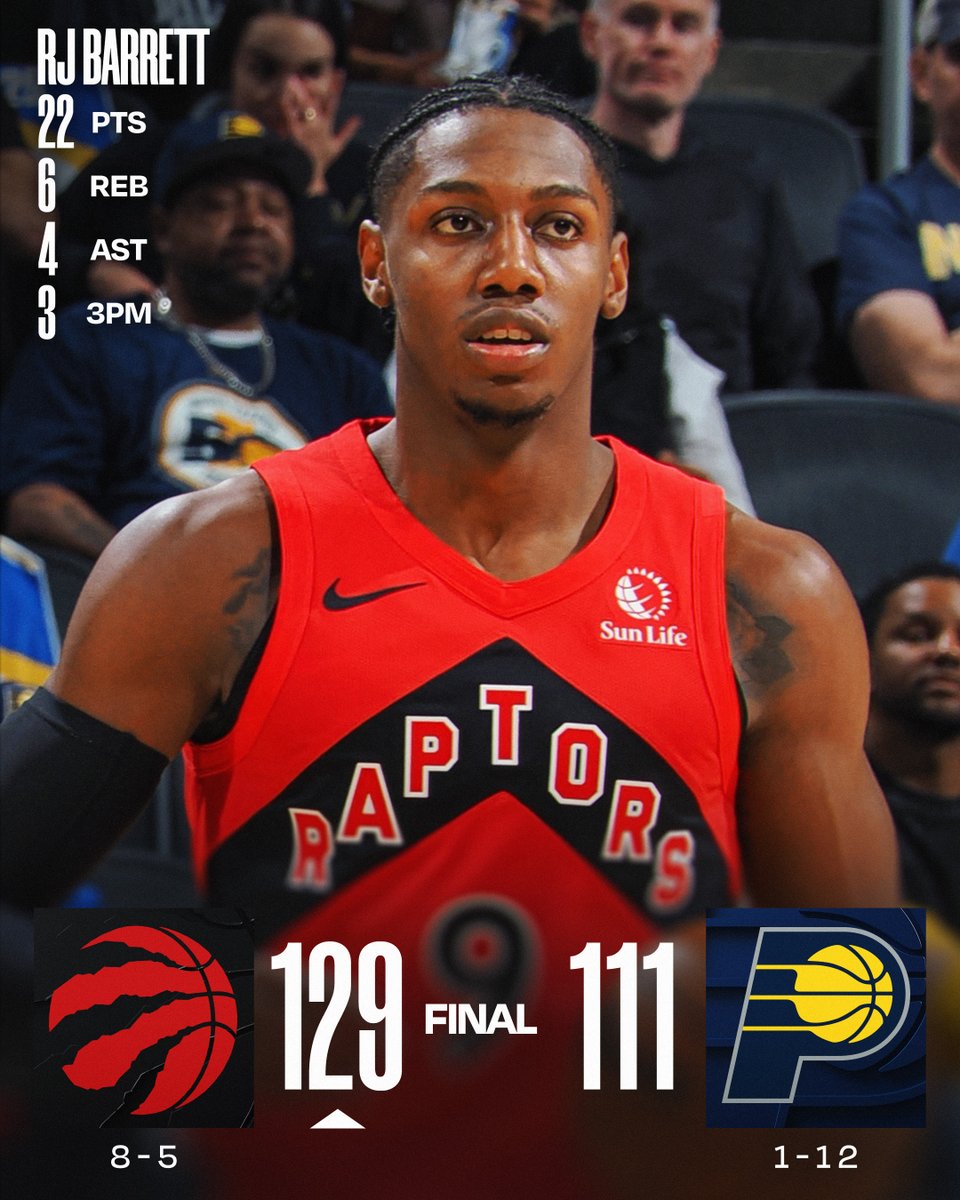 NBA's tweet image. 🏀 SATURDAY&apos;S FINAL SCORES 🏀

7 @Raptors players score in double-digits including RJ Barrett to lift them to their third win in a row!

Jakob Poeltl: 22 PTS, 9 REB
Brandon Ingram: 19 PTS, 3 STL
Pascal Siakam: 30 PTS, 5 3PM