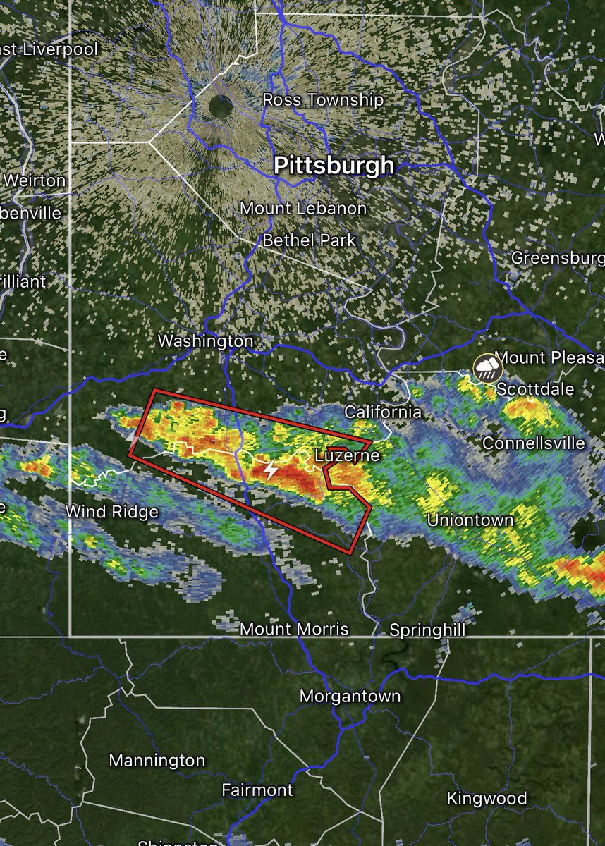 Freak tornado warning in southwest PA. Some rotation with cell over Washington/Greene counties.