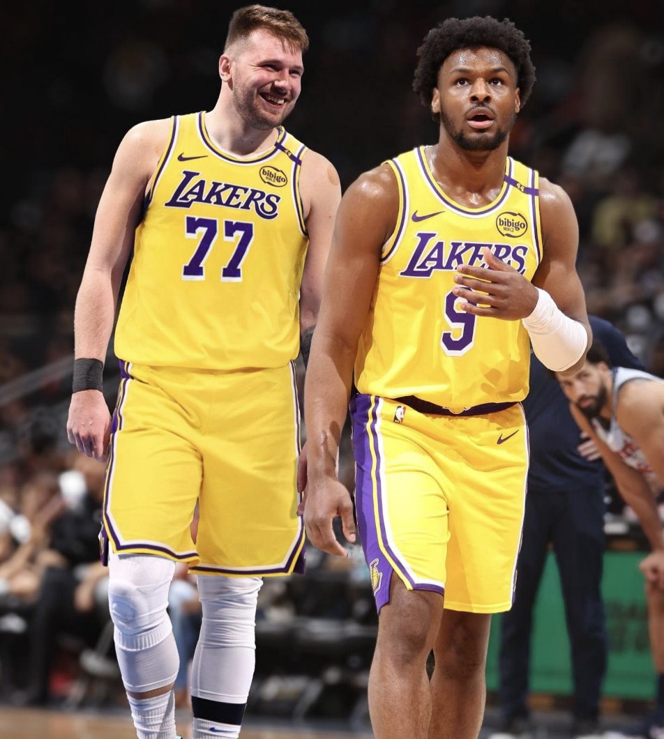 NBAMemes's tweet image. Luka Doncic and Bronny James combined for 41 points against the Bucks 🔥