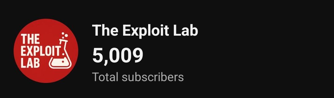 TheExploitLab's tweet image. 🎉 We just hit 5,000 subscribers on YouTube!
Huge thanks to everyone supporting The Exploit Lab — your likes, shares, and comments keep this journey alive. 🔥💻
Next stop: 10K 🚀

Subscribe &amp;amp; stay sharp:
🔗 youtube.com/@theexploitlab

#TheExploitLab #CyberSecurity  #EthicalHacking