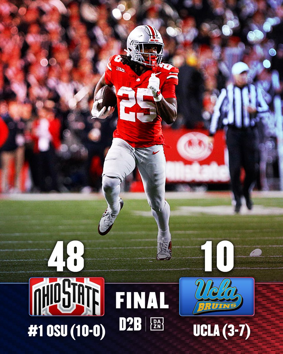 downs2business's tweet photo. That’s a wrap 🎬

Ohio State handles UCLA 48-10 at home and moves to 10-0.

THE best team in the nation 🔥 https://t.co/wts2vcp1eB