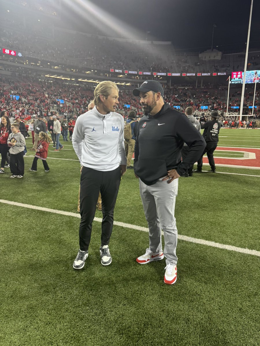 Ryan Day chatting with Jerry Neuheisel postgame