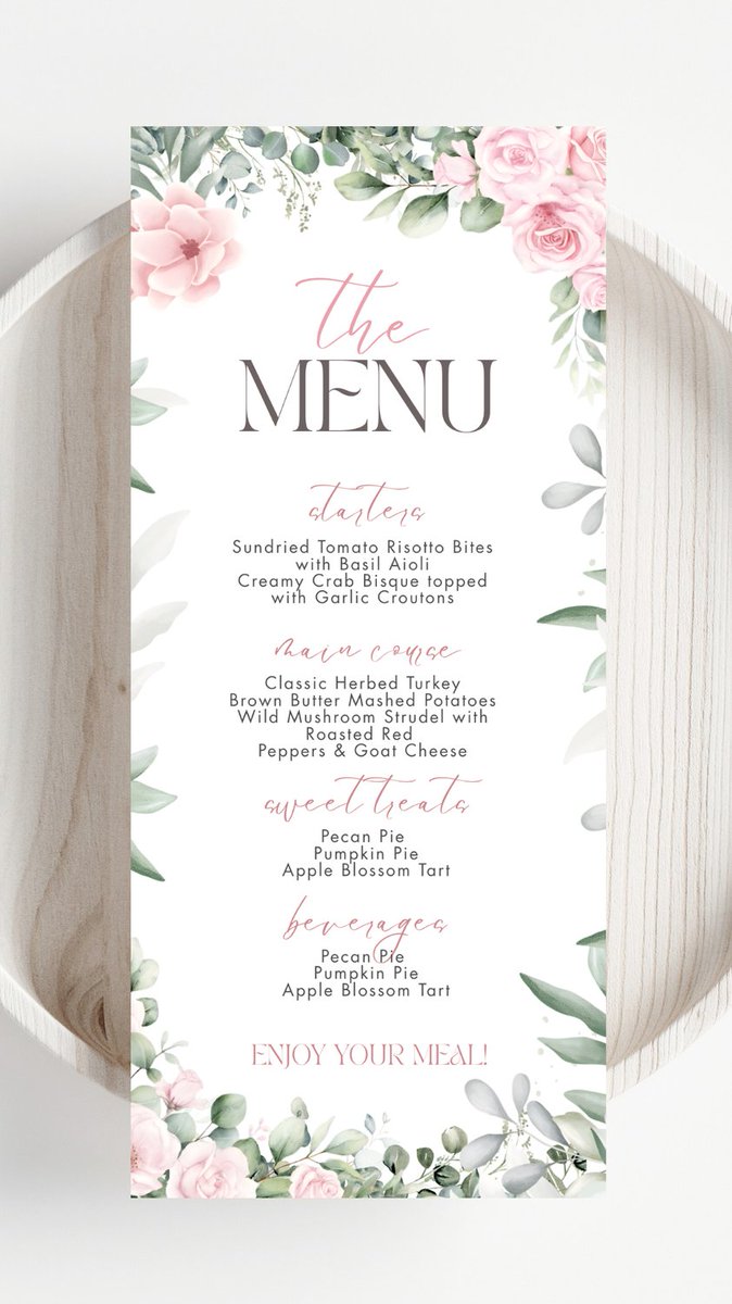 Fineartbycae's tweet image. 🌸 Baby in Bloom Menu Card Template 🌸
Elevate your baby shower table setting with this editable floral menu card!

#babyinbloom #babyshowerdecor #menusign #canvatemplate #printableshowerdecor #wildflowerbabyshower
