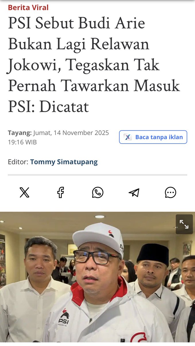 Hikayat seorang pengembara kursi kekuasaan bernama Budi Arie Setiadi.

Ditolak Gerindra, dilepeh PSI

Nasib Budi Arie Setiadi memang mirip banget sama jidatnya yang persis lampu taman:
Dipake cuma pas malam politik, itu pun cuma buat pemanis dekorasi, bukan sumber cahaya utama.