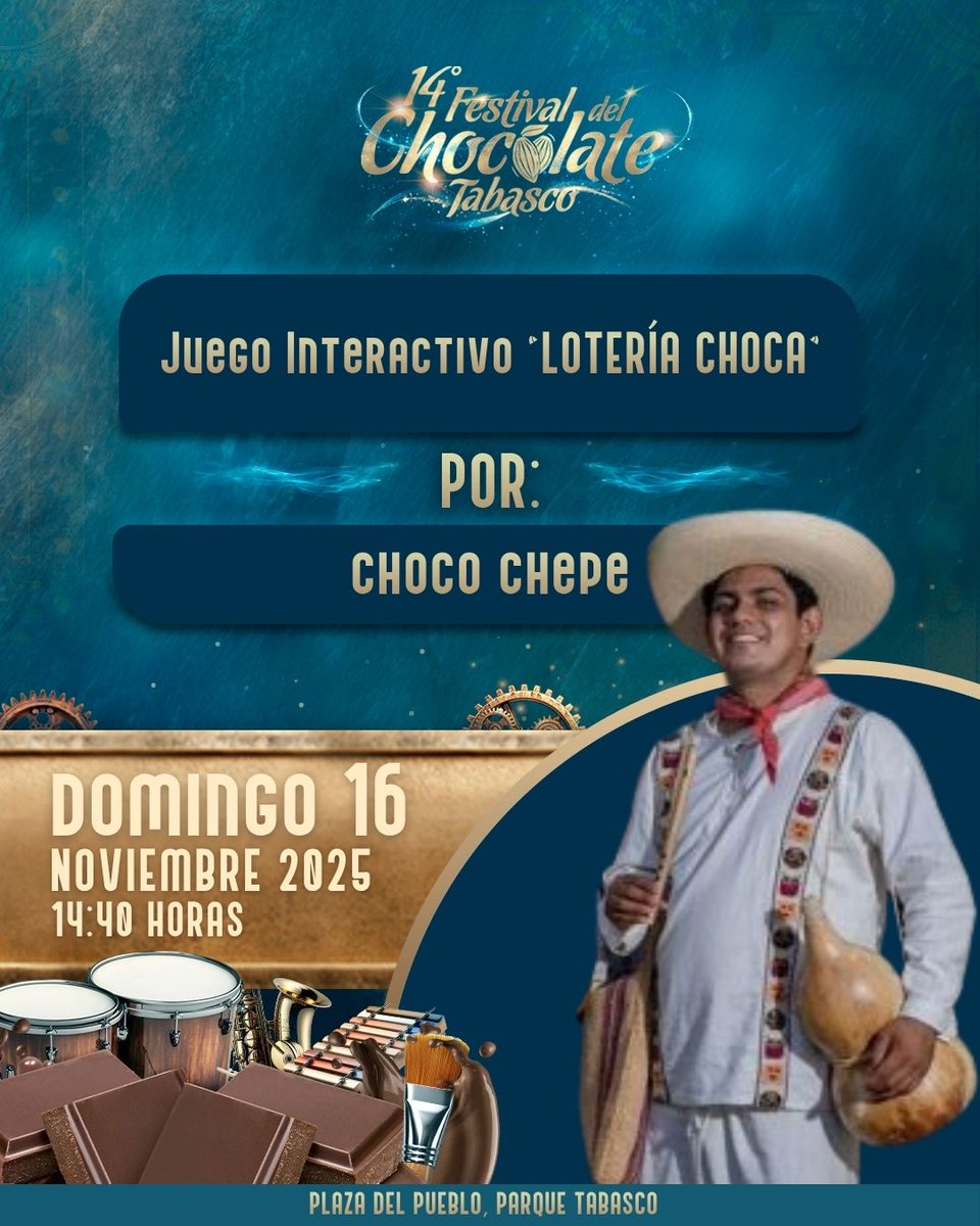 🎉🍫 ¡El 14° Festival del Chocolate Tabasco se vive con pura fiesta en la Plaza del Pueblo!
Hoy prepárate para un domingo lleno de ritmo, tradición, risas y momentos que te van a encantar. ✨

#FestivalDelChocolateTabasco #PlazaDelPueblo #RiquezaMagiaYTransformación #Chocolate
