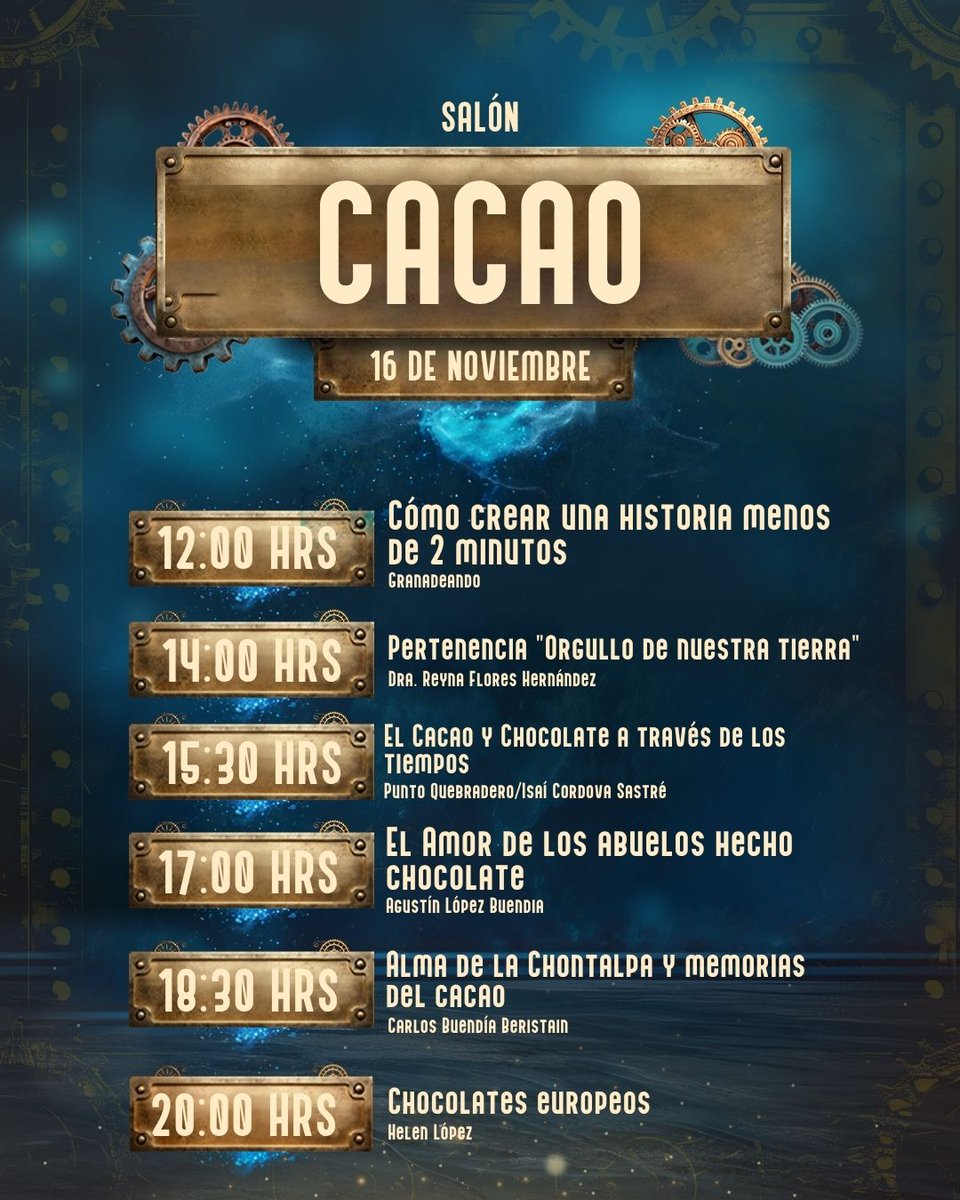⚙️🍫 ¡Día 4 en la Fábrica de Chocolate del 14° Festival del Chocolate Tabasco!

🎉 Hoy te espera un día espectacular: actividades culturales, presentaciones artísticas, talleres, catas, conferencias y sorpresas listas para hacerte vivir el chocolate con todos los sentidos.✨
