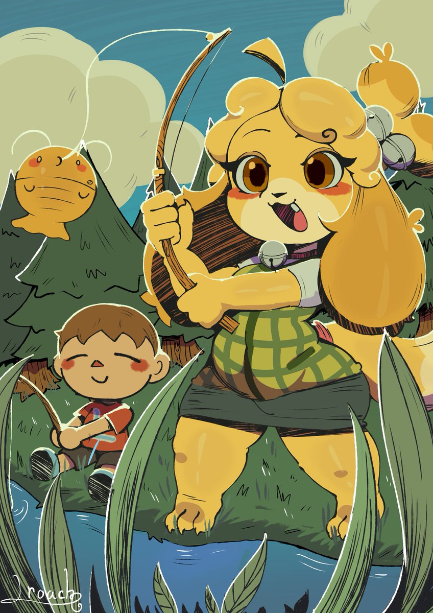 钓鱼西施惠和村民  
#动物之森 #AnimalCrossing #furry #绘画