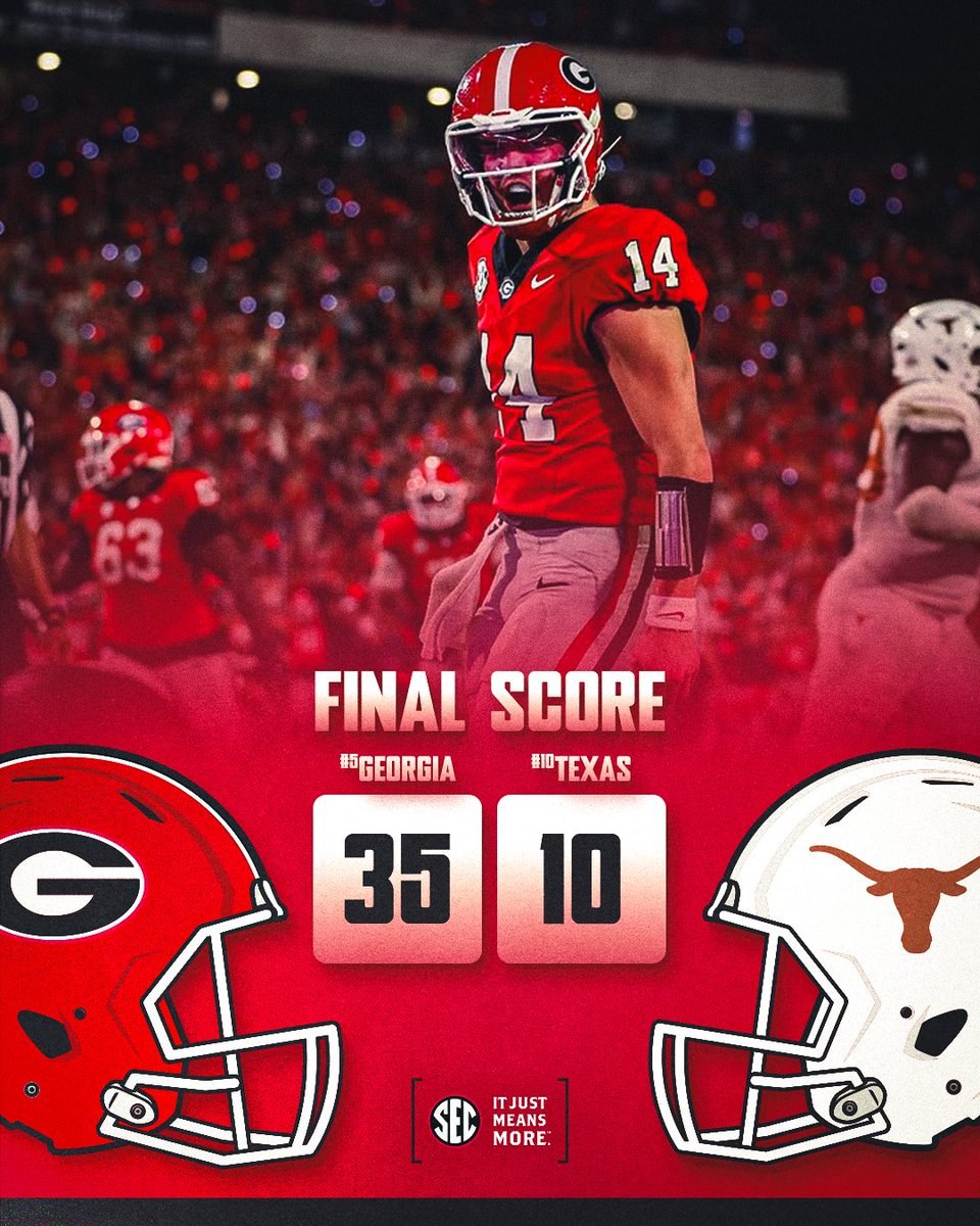 SEC's tweet image. DAWGS DOMINATE. 🐶

@GeorgiaFootball x #ItJustMeansMore