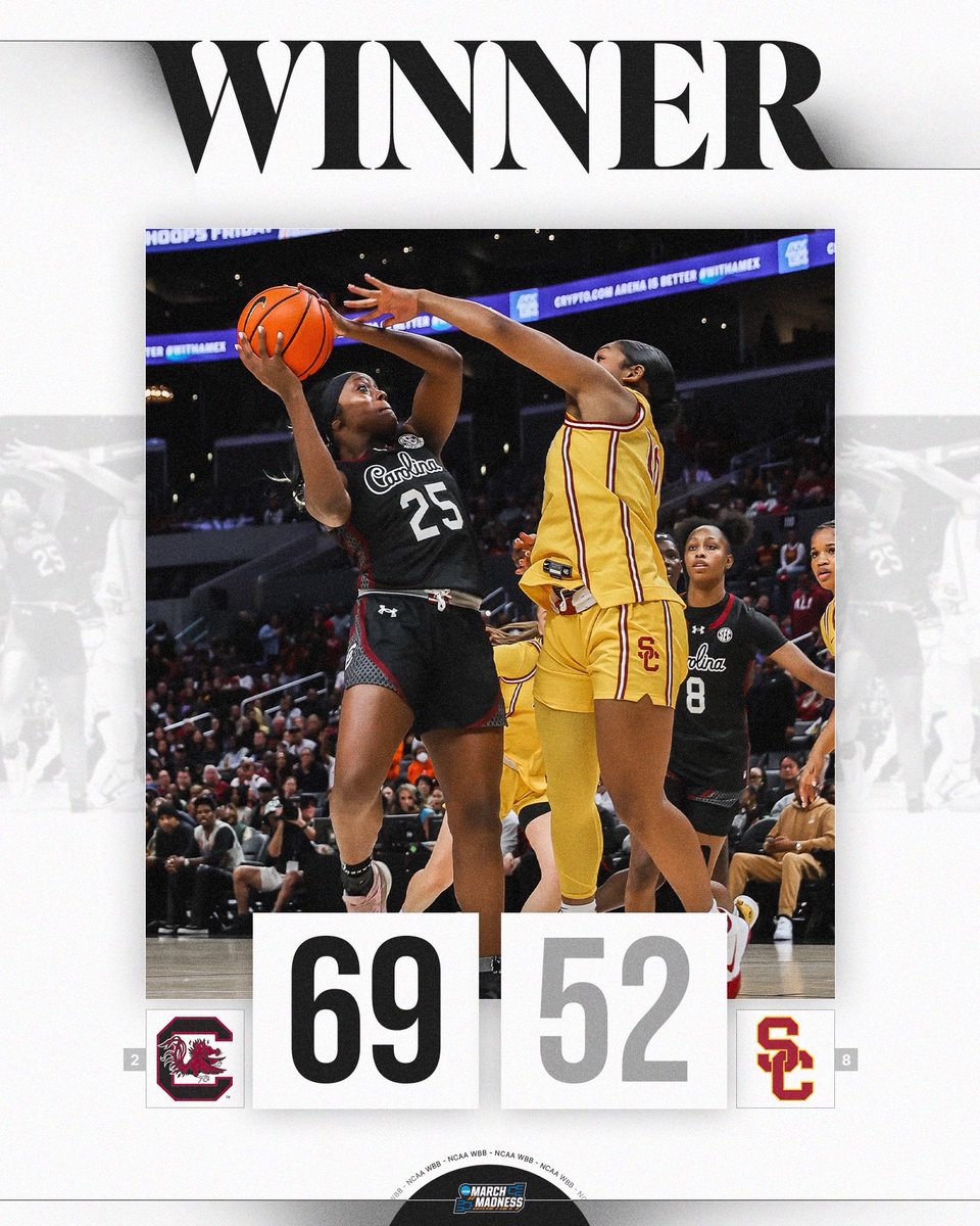 SOUTH CAROLINA HANGS ON IN A THRILLER 👏 No. 2 South Carolina beats No. 8  USC at Crypto Arena to stay undefeated. #NCAAWBB x 🎥 FOX / @GamecockWBB