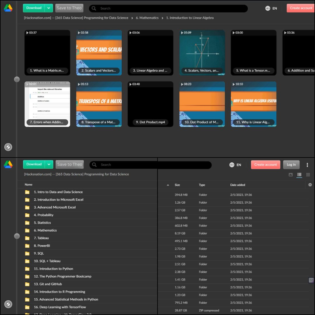 🚨EXPOSED🤑: "Crack Data Science: 23 Power Courses in 1 Drive!

Worth $178+ per build — NOW, It's 100% FREE for 3500.💸

Inside all files:👇
🟢 1. Intro to Data and Data Science –  1.02 GB
🟢 2. Introduction to Microsoft Excel –  776.4 MB
🟢 3. Advanced Microsoft Excel –  1.17 GB