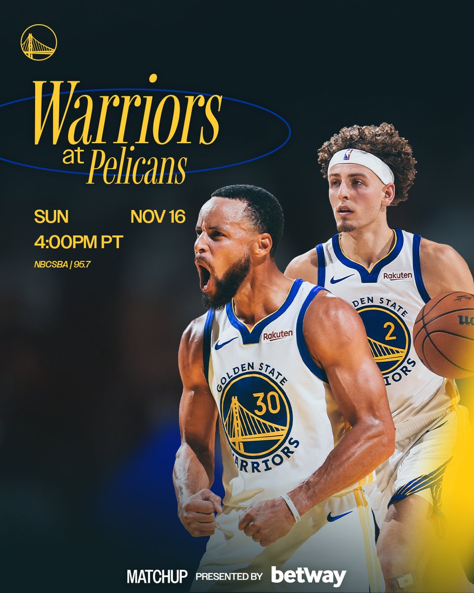 Sunday basketball in NOLA 

🏀 GSW at NOP
🕔 4:00 pm PT
📺 <a href="/NBCSAuthentic/">NBC Sports Bay Area & CA</a>
📻 <a href="/957thegame/">95.7 The Game</a>
📲 warriors.com/app

@Betway ||#DubNation