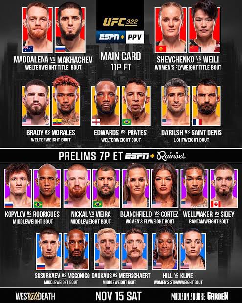 Mizzy_AMM's tweet photo. No boring fight so far 
Co main next 
#ufc322 https://t.co/EtHTH4Htuy