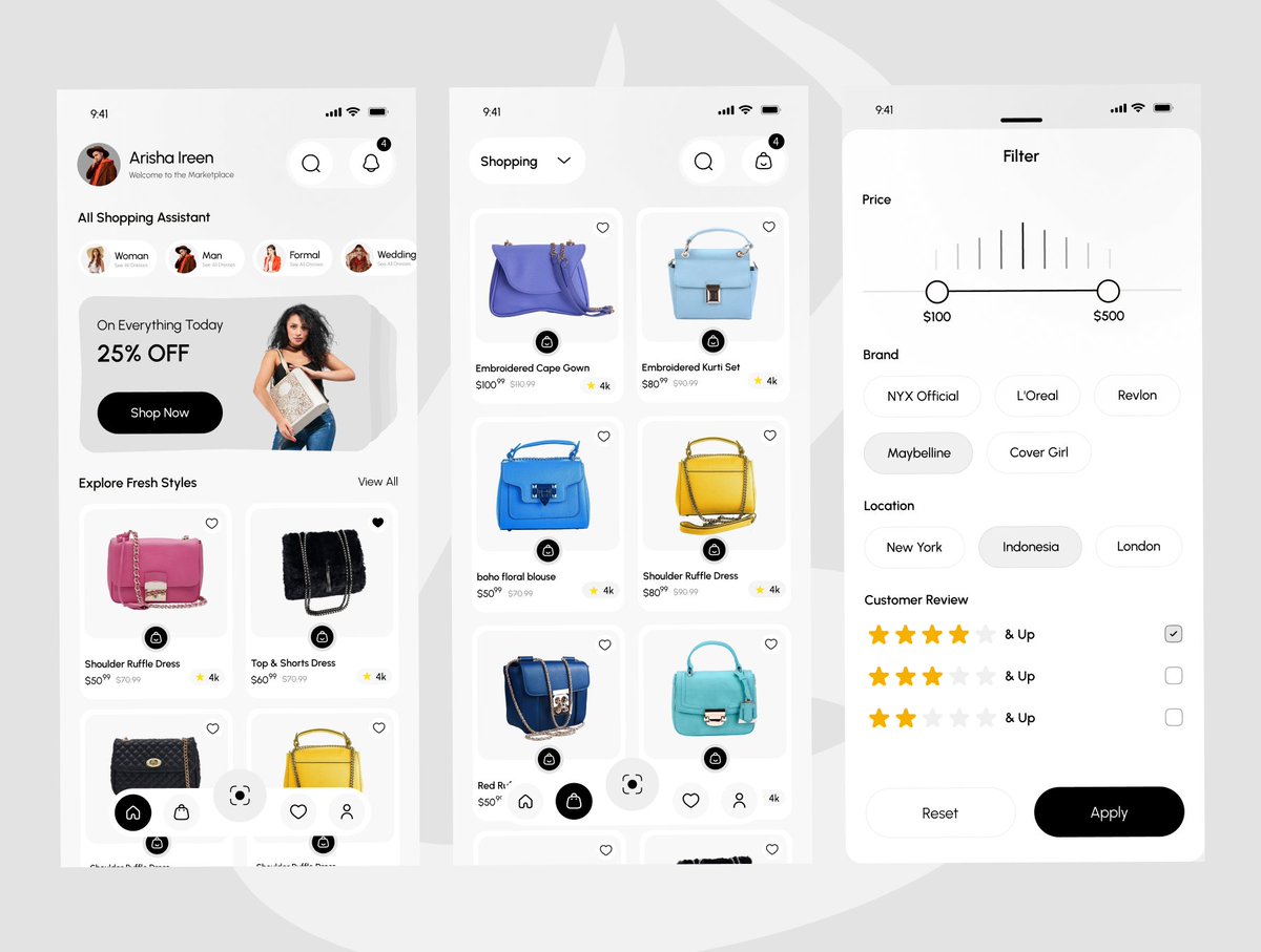 KitifyS40408's tweet image. Just launched: Bagify — Ecommerce Bag Shop App UI Kit
Beautiful mobile UI for bag &amp;amp; accessory stores — product cards, filters, wishlist &amp;amp; fast checkout. Perfect for founders &amp;amp; designers.
🔗 ui8.net/kitify-studio/…

#UIDesign #UIKIT