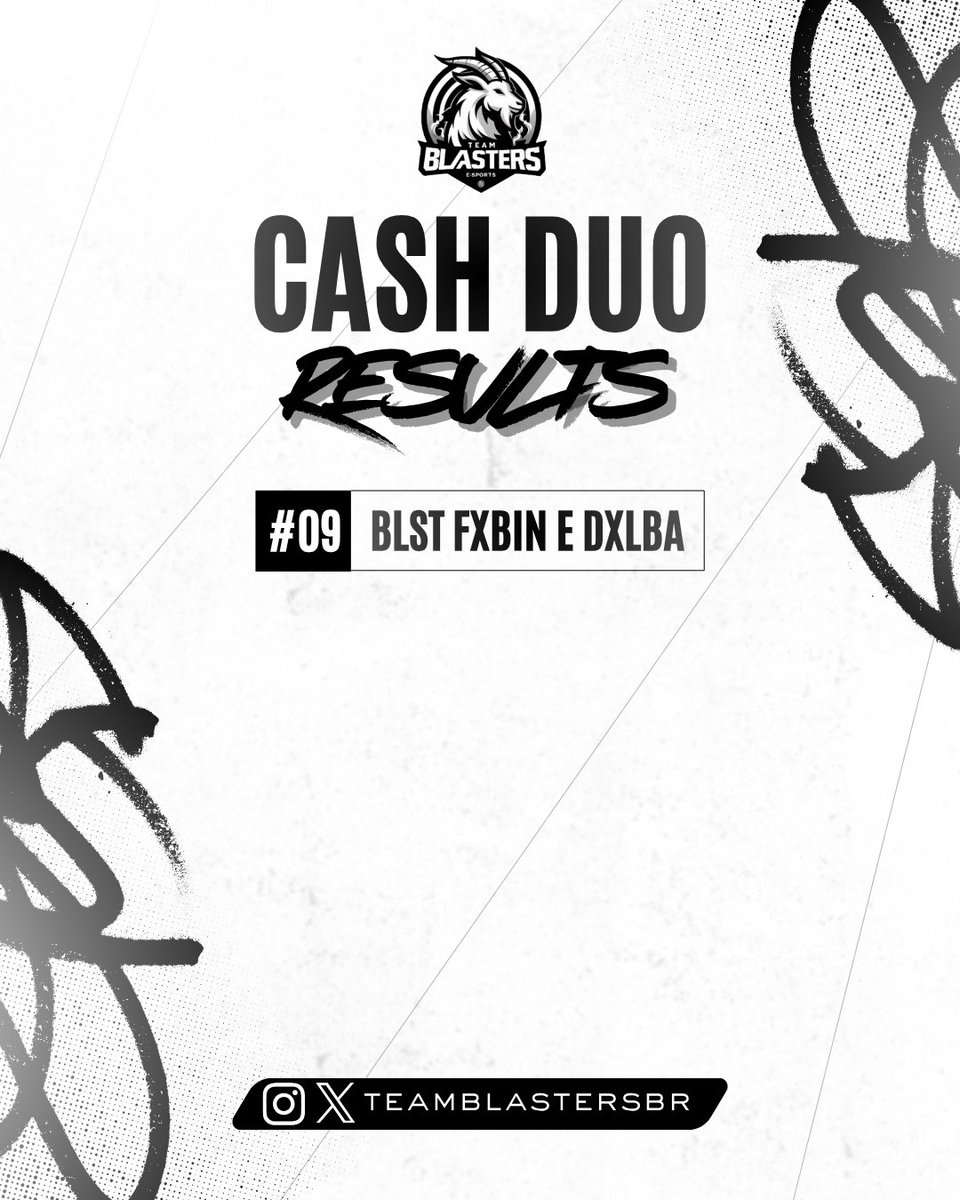 teamBlastersbr's tweet photo. DUOS VICTORY CASH CUP

#09 @Fxbinzrr e Dxlba|US$ 100  

méritos aos nossos players que honram essa camisa. #GoBlasters 🐐📷 🖤 https://t.co/McQHvWoRw9