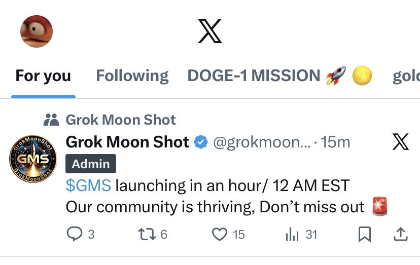Set your alarms🚨 
12AM @grokmoonshotsol will be launching  $GMS and I heard it’s going to be a big deal. #memecoin 🚀🚨 <a href="/elonmusk/">Elon Musk</a>