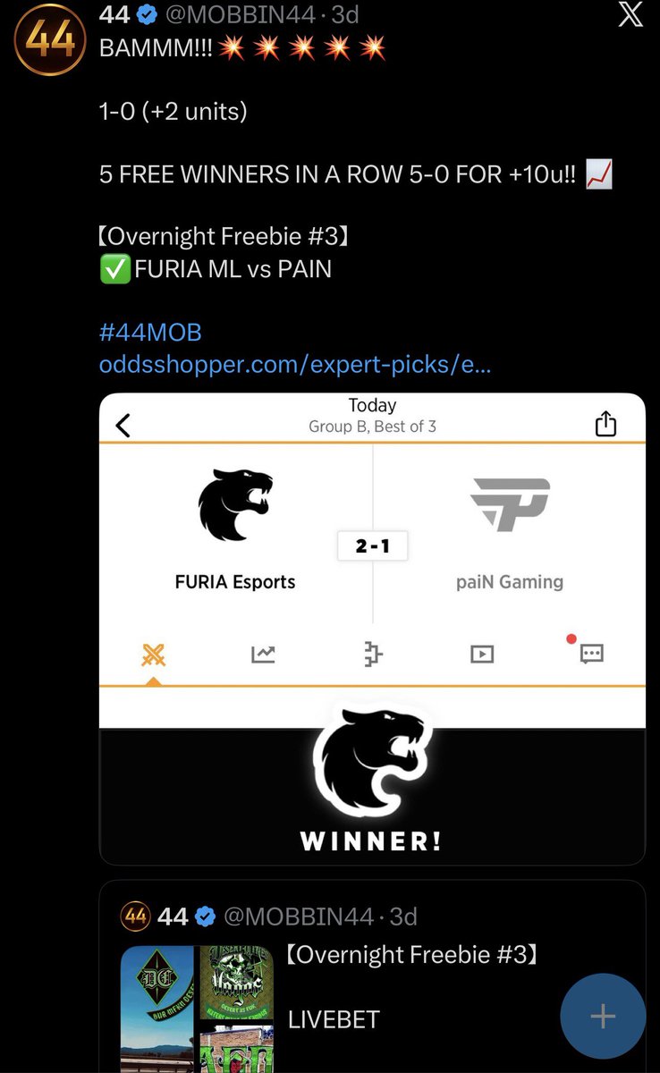 MOBBIN44's tweet image. 💰LAST 678 FREE PLAYS💰

413-265 (61%) for +200.48 units📈

$1,000 bettor = +$200,480
$100 bettor = +$20,048
$50 bettor = +$10,024
$25 bettor = +$5,012

Much love to everyone tailing my Free Plays this year! 🖤

Let’s continue the feast🍽️
#44MOB
#GamblingX
oddsshopper.com/expert-picks/e…