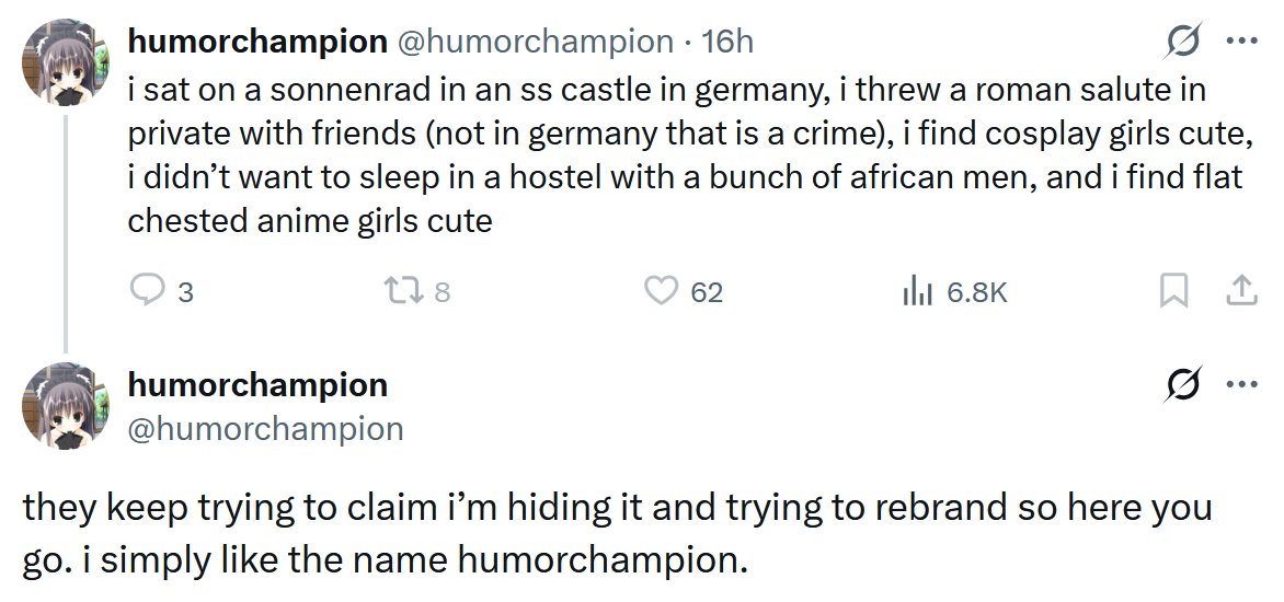 Snoojak <a href="/humorchampion/">humorchampion</a> responded, doubled down, and showed no genuine remorse
In the next few days, I’ll be sharing how Snoojak’s actions and associations have caused real harm, including blackmail involving underage cosplayers